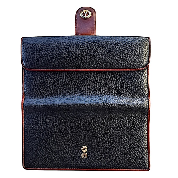 LA TOUR EIFFEL Vintage Bifold Pebbled Leather Wallet Black Tan 7.25x4x0.5" - Picture 4 of 8